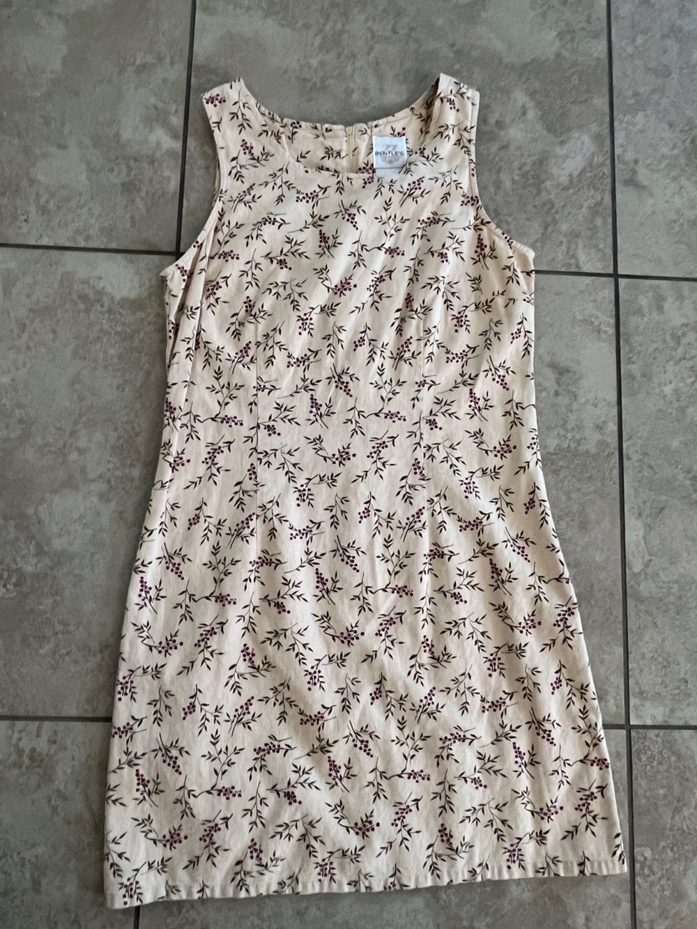 Linen blend shift dress vintage grunge khaki cream